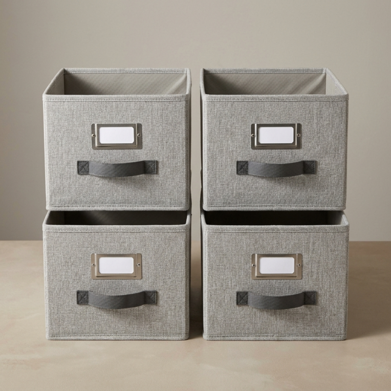 Modular Fabric Closet Storage Bin Set with Label Holders