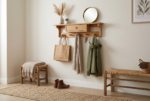 Narrow Wall Mounted Shelf with Peg Rail and Drawer