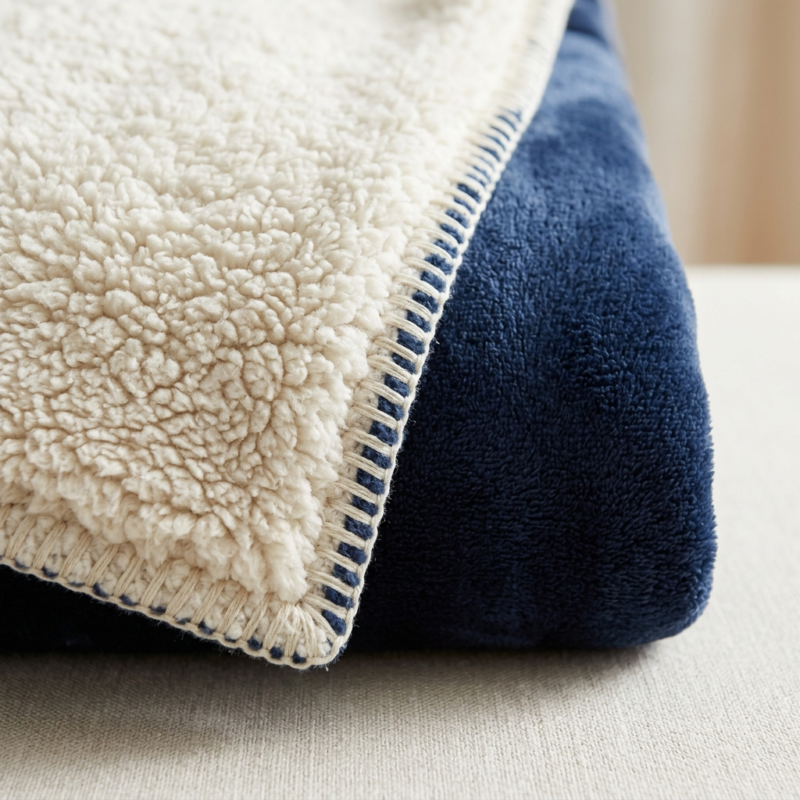 Reversible Sherpa Fleece Throw Blanket